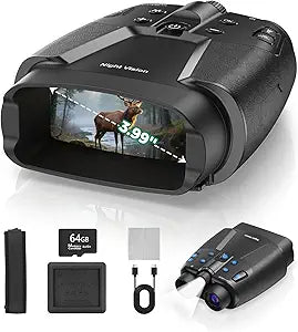 Night Vision Goggles, 4K Night Vision Binoculars with 3.99" HD Screen, 10000mAh Rechargeable, 64GB Card Included for Wildlife Observation & Surveillance