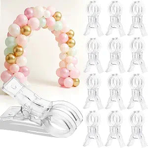 12 Pack Balloon Arch Clips - 3.5 Inch Clear Clips for Backdrop Stand - Transparent Spring Clamps for Balloon Arch - Strong Garland Hanging Clamps- Photography Accessories for Party, Wedding, Birthday