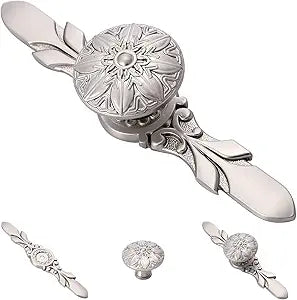 10 Pack Brushed Nickel Cabinet knobs - 1.41" Knob & 5.8" Plate - Modern Drawer Knobs for Outdoor Cabinet Knobs, House Decorative Drawer Pulls