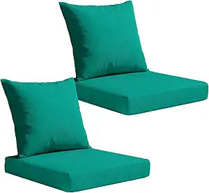 Outdoor Deep Seat Cushions Set of 2, 24x24x4 Inch Water-Repellent & Fade-Resistant Outdoor Chair Cushions, Patio Furniture Cushions with Handle for Garden Wicker Chair Sofa (Lake Blue)