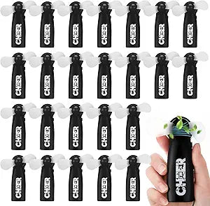 Glooglitter 20 Pcs Cheer Team Gift Bulk Mini Handheld Battery Powered Fans Cheerleader Gifts Bulk Cheer Party Favors Cheerleading Supply Portable Fans for Coach Family Gathering Stadium (Black)