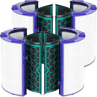 2-Pack TP04 Filter Replacement Compatible with Dyson TP04 / HP04 / DP04 Air Purifier, 360 Combi Glass High-Efficiency Carbon Filter