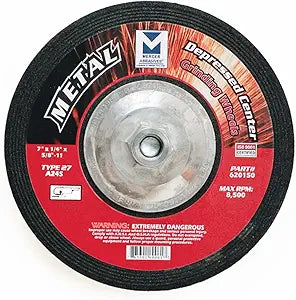 Mercer Industries 620150 Depressed Center Grinding Wheel, (10 Pack), 7" x 1/4" x 5/8" - 11