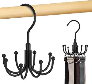 Belt Hanger for Closet, Rotating Belt Organizer, Holds 24 Belts, Black