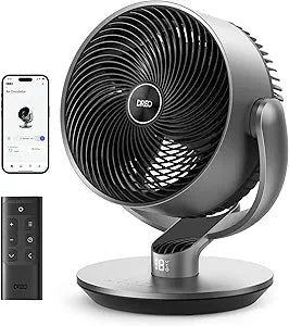 Dreo 16 Inch 25dB Quiet Smart Fans for Bedroom, DC Room Fan with Remote, 120┬░+120┬░ Oscillating Fan, 6 Modes, 9 Speeds, 12H Timer,Works Alexa/Google/WiFi/Voice Control, Silver, Oversize (DR-HAF004S)