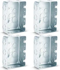 4 Pcs 4 x 6 Metal Electrical Box, 2-1/8" Deep, Outlet Knockouts Box, Steel