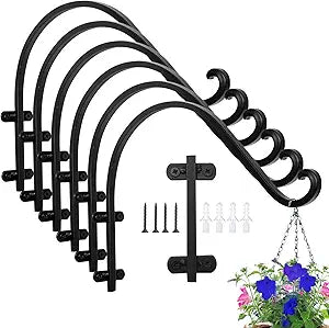 6 Pack Plant Hangers Outdoor, 16 Inch Hanging Basket for Plants Outdoor Brackets, Heavy Duty Plant Hanger Bracket with 80lbs Weight Capacity for Hanging Baskets,Bird Feeders,Lanterns and Wind Chimes