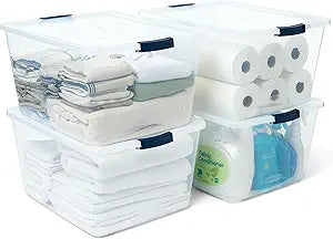 Rubbermaid Cleverstore 71 Qt Clear Storage Bins with Lids, 4-Pack, Stackable, BPA-Free, Made in USA