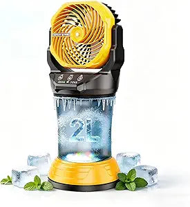 30000mAh Portable Misting Fan, Rechargeable Battery Operated Outdoor Misting Fan with 2L Bucket, 4 Speeds Spray Personal Cooling Fan with RGB Light 120 Auto Oscillating for Patio Camping Beach Garage