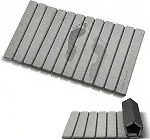 ELAMORE Foldable Stone Bath Mat Diatomaceous Earth Bath Mat, Super Absorbent Quick Dry Shower Mat, Non Slip Bathroom Floor Mat, 28 x 16 Inches Gray