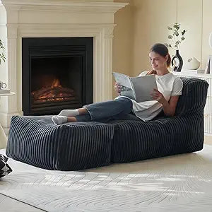 Bean Bag Chair, Boneless Chaise Lounge Chairs, Adults Bean Bag Sofa with Memory Foam Reading Couch for Bedroom, Living Room, Balcony