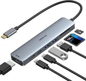 MOKiN USB C Hub HDMI Adapter, 7 in 1 Dongle with SD/TF Card Reader, USB C Data Port, 100W PD, and 2 USB 3.0 - Compatible with MacBook Pro/Air, Dell XPS, Lenovo ThinkPad