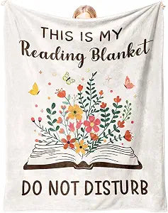 Book Lovers Gifts for Women Men, Flannel Soft Book Reading Blanket Decor, Reader Gifts for Birthday, Reading Accessories, Bookish Bookworm Gift - 60'' x 80''