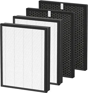 AP-B102 True HEPA Replacement Filter Set Compatible with Alexapure Breeze AP-B102 and 3049 Air Cleaner Purifier, 3-IN-1 Air Filter for Home, 2 X H13 True HEPA and 2 X Activated Carbon Filters