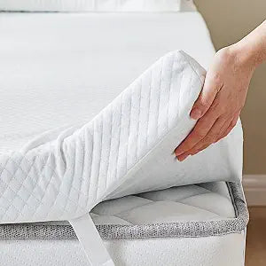 DUMOS Memory Foam Mattress Topper Pad with Cover, Soft Bed Cover with Anti-Slip Base, Enhanced with Cooling Gel, Premium Comfort for Sleep & Back Pain Relief, Removable & Washable