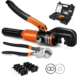 Sanuke Hydraulic Crimping Tool and Cable Cutter, 12 AWG to 2/0 AWG, Electrical Terminal Cable Crimper Tool Kit with 9 Die Sets