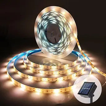 Solar LED Strip Lights Outdoor for Stair, Step, Outside, Yard, 3000K 10FT
