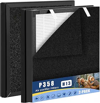 P358 Replacement Filters Compatible with HEAPETS P358 Pet Activated Carbon Pre-filters High-Efficiency Air Filter (4, H13)