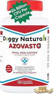 Azovast Plus Kidney Probiotic Supplement for Dogs Cats -24 Billion CFU- NO Refrigeration Required, Help Support Kidney Function, CKD, Manage Renal Toxins, Renal Kidney Support for Pet(U.S.A)(120 Caps)