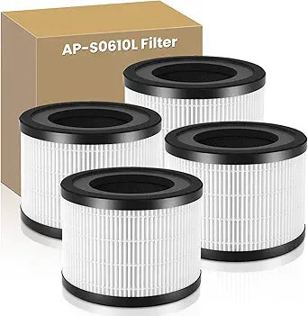 4 PACK AP-S0610L Replacement Filter Compatible with MOOKA AP-S0610L Air Purifier, 3-in-1 H13 True HEPA High-Efficiency Activated Carbon Filter for Home Large Room