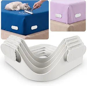 Bed Sheet Holders for Corners, Heavy Duty No-Lift Fitted Sheet Grippers, Secure Sheets Tight for Thick Deep Pocket Mattresses, Easy Install Fits All Mattresses (White)