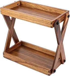 2 Tier Wood Countertop Organizer Shelf for Kitchen Bathroom Spice Storage