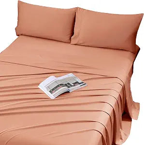 Viviland Cooling Twin Sheets, Bamboo Viscose Bed Sheets, Coral