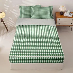 Feelyou Green White Plaid Comforter Set Twin Zipper Bedding Set