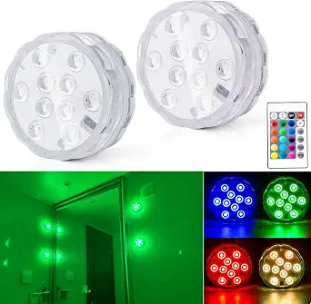 Bathroom Vanity Lights Wireless, Battery Powered Operated Waterproof Led Light for Shower Spa Bath Room Over Mirror Wall Ceiling Light, Remote Control Multi Color Changing, RGB, 2PCS