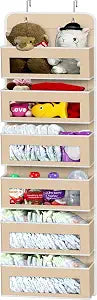 Simple Houseware 6 Clear Window Pocket Over Door Hanging Organizer, Beige