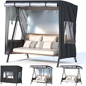 Outdoor Swing Cover,Patio Swing Chair Covers,Garden Hammock Glider Chair Cover,Can be Used Without Disassembly,Black (68x45x61)