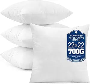 MIULEE Set of 4 Throw Pillow Inserts 22x22 Inches, 100% Virgin Filling Nowoven Pillow Inserts for Couch Sofa Living Room