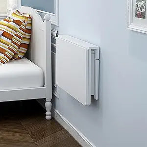 MM MELISEN Wall Mounted Folding Table, 29.5"L x 19.6"W, White, Space-Saving Design