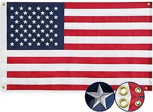 American Flag 4x6 Ft, 4 Brass Grommets US Flags - Embroidered Stars, Sewn Stripes, Heavy Duty Durable Outdoor US Flags - Hanging US Flags for Room/Indoor/Wall American Flag