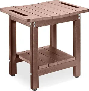 HDPE Shower Bench for Inside Shower Waterproof, Durable Shower Chair and Stool for Adults Complete with Storage Shelf & Adjustable Feet Supports 300 lbs for Bathroom & Bathtub, Brown