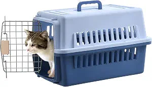 LLGJ-Pets Carrier, Kennel, 23 In. Long, Hard-Sided, for Dog/Cat up to 20 lbs, Suit for Airline/Road Travel (Blue)
