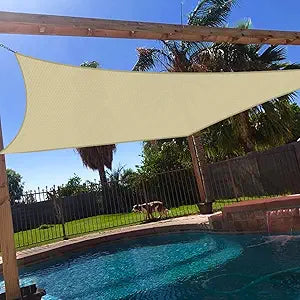 Windscreen4less 18' x 20' Sun Shade Sail Rectangle Outdoor Canopy Cover UV Block for Backyard Porch Pergola Deck Garden Patio (Beige)