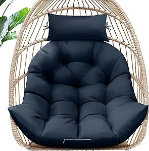 MAGIC ELEPHANT Egg Chair Cushion, Memory Foam Hanging Egg Chair Cushion Replacement, Indoor Outdoor Hammock Basket Swing Cushion with Headrest (Blue)