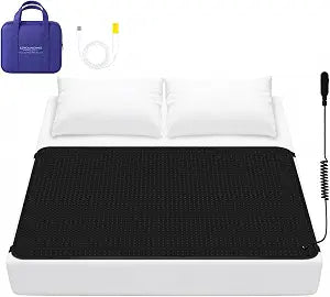 Grounding Mat for Bed, Grounding Mattress Cover for Improving Sleep, Earth Mat Carbon Leatherette Therapy 62" x 78" with USB Conductive Test Pen and Storage Bag Included