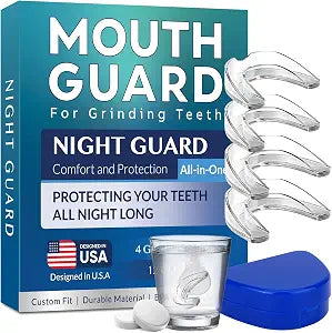 Mouth Guard for Grinding Teeth at Night: Custom Fit Sleeping Mouthguards for Grinding & Clenching - Moldable Nighttime Guards for Men and Women with 12 Cleaning Tablets