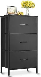 AODK Small Dresser for Bedroom Nightstand with 3 Storage Drawers, Black
