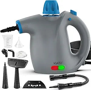 KIATO Handheld Steam Cleaner, Hand Held Steamer for Cleaning Home, Portable Pressurized Steamers for Upholstery Furniture Sofa Couch Floor Tile Grout Bathroom, Grey, SC23