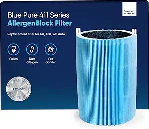 Blueair Blue Pure 411 Series AllergenBlock Filter, Genuine Replacement, Blue Pure 411 Auto Series AllergenBlock Filter Fits 411, 411+ and 411Auto