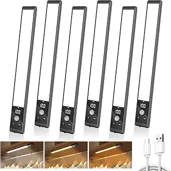 Mpotmiy 6-Pack 10" Wireless Under Cabinet Lights with Digital Display