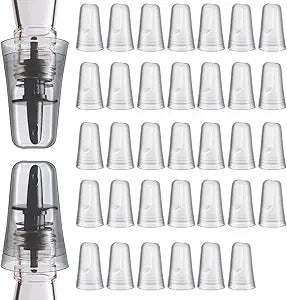 Chengu 36 Pieces Liquor Bottle Toppers for Liquor Pour Bottle Covers Universal Pour Dispenser Bar Dust Translucent Rubber Spout Covers for Home Kitchen Tools Supplies
