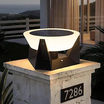 Solar Post Lights Outdoor 15"x15", IP54 Waterproof Solar Lamp Post Light, E26 LED Bulb Pillar Lights Outdoor, Dusk to Dawn Column Lighting Lanterns for Posts Outside Deck Patio Garden Fence
