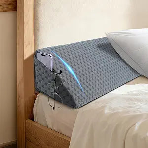 Full Size (54"x6"x8") Bed Wedge Pillow for Headboard Mattress Gap Filler (0-6") for College Dorm Sleeping, Dark Gray