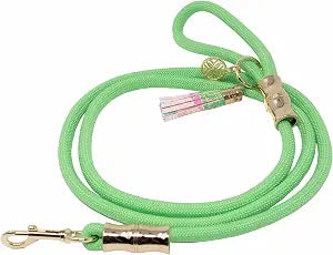 Lilly Pulitzer Rope Dog Leash, Cute 6' Heavy Duty Dog Leash with Gold Charms and Patterned Tassel (Crazy Quilt Home)