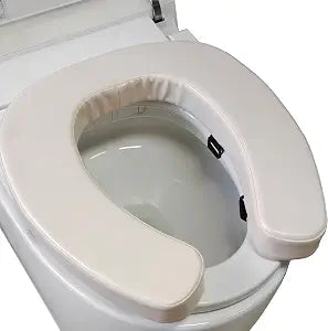 Padded Toilet Seat Cushion with 2-Inch High-Density Foam & Waterproof PU Fabric, U-Shape Padded Toilet Cushion - Secure Hook & Loop Tape, Fits Standard/Elongated Toilets (Beige)