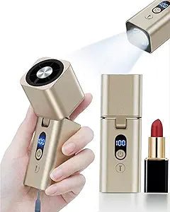 Metal Mini Handheld Fan 1-100 speed 15000RPM, 5000mAh Rechargeable Powerful Handheld Turbo Fan with Flashlight, Personal Portable Mini Hand Held Fan for Travel Camping Beach,Gifts for Women (Gold)